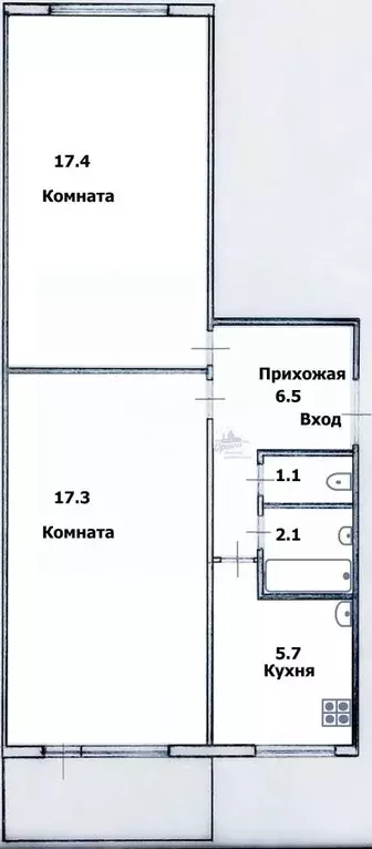 2-к кв. Нижегородская область, Нижний Новгород Кировская ул. (50.1 м) - Фото 0