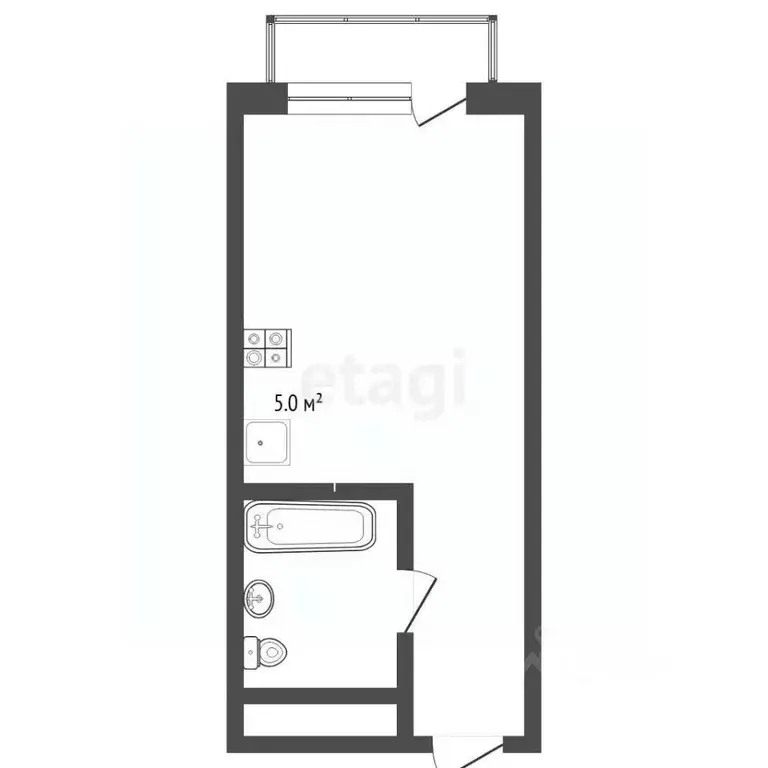 Студия Тюменская область, Тюмень ул. Первооткрывателей, 9 (22.0 м) - Фото 2