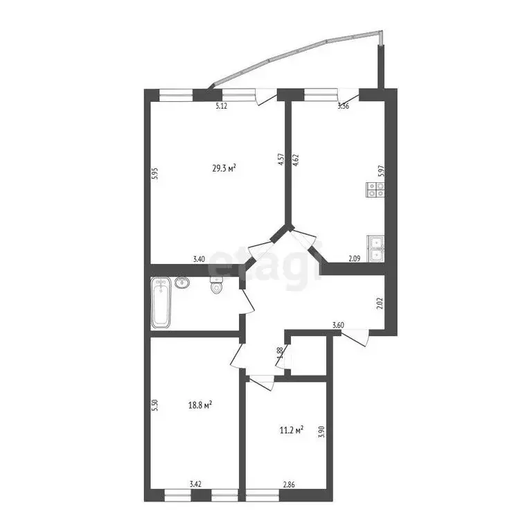 3-комнатная квартира: Тюмень, улица 8 Марта, 2 (102 м) - Фото 1