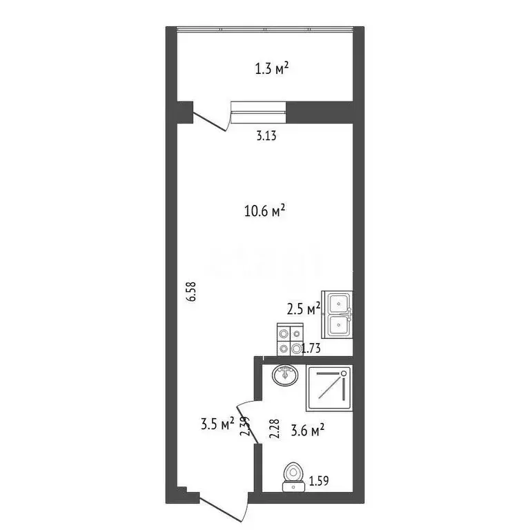 Квартира-студия: Новый Уренгой, район Северная Жилая Часть, микрорайон ... - Фото 1