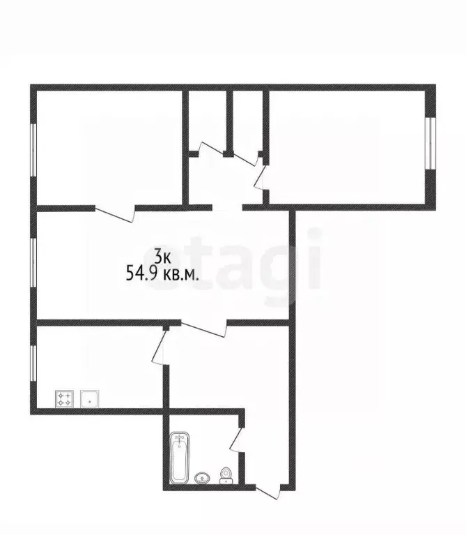 3-к кв. Краснодарский край, Краснодар ул. Имени Калинина, 74А (54.9 м) - Фото 2