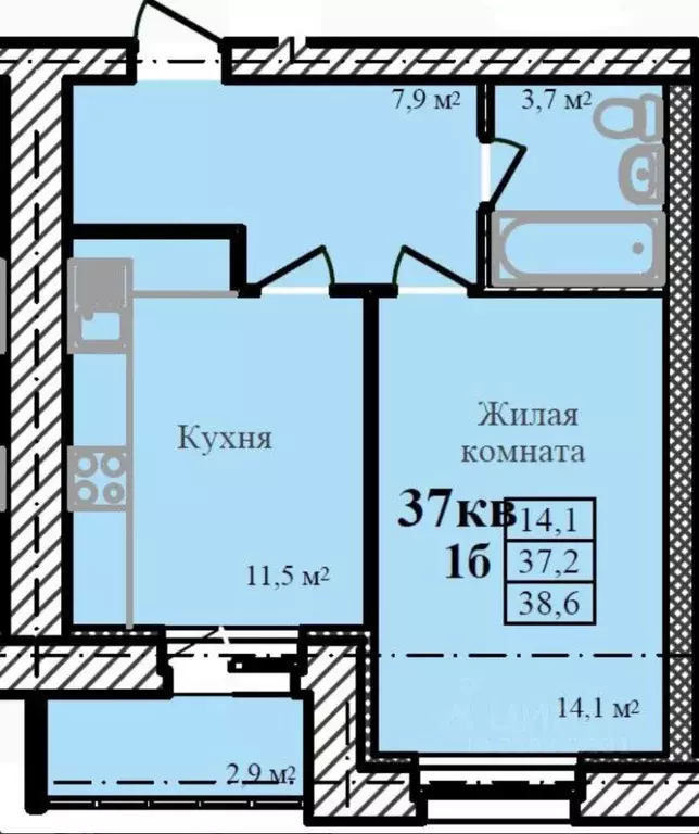 1-к кв. Тамбовская область, Тамбовский муниципальный округ, д. Крутые ... - Фото 1