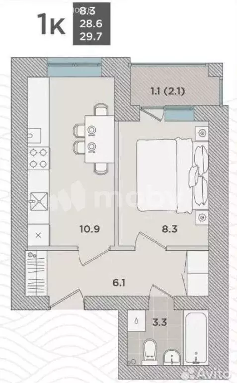 1-комнатная квартира: Пионерский, Прибрежная улица, 21к4 (30.2 м) - Фото 1