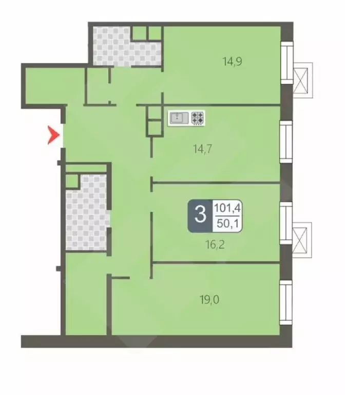 3-комнатная квартира: Москва, Береговой проезд, 1А (101 м) - Фото 2