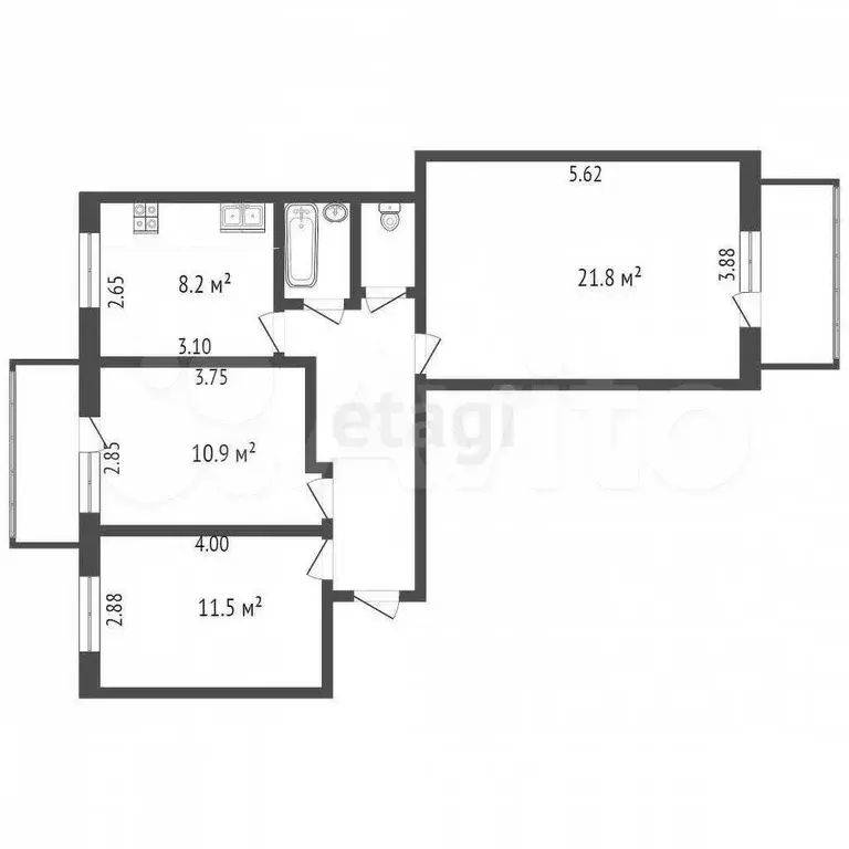 3-к. квартира, 65 м, 9/9 эт. - Фото 0