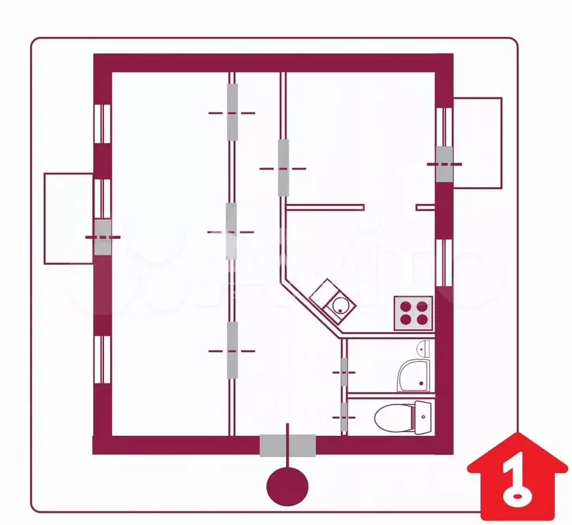 4-к. квартира, 66,7 м, 2/5 эт. - Фото 0