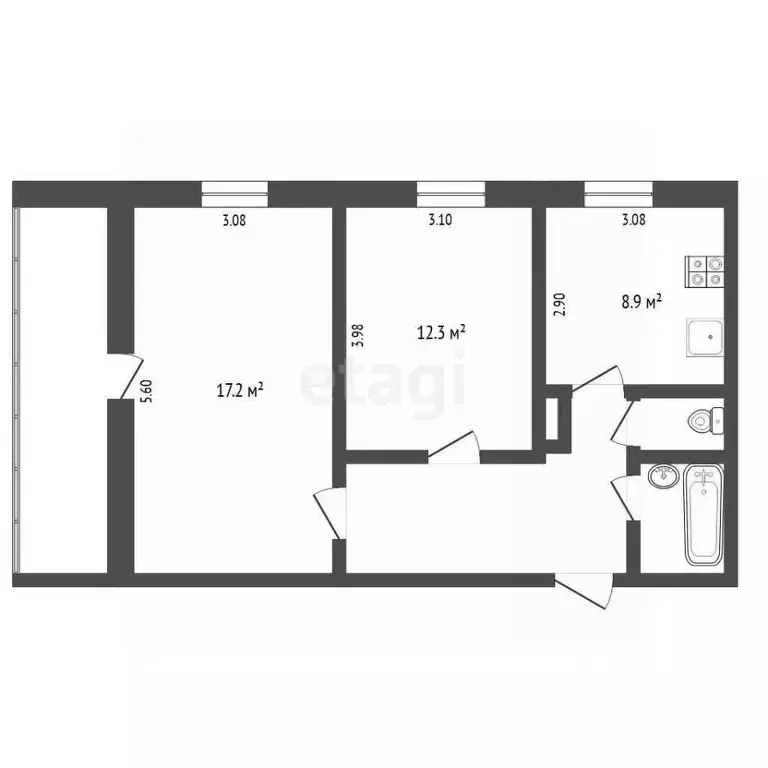 2-к кв. Тюменская область, Тюмень Широтная ул., 55 (51.0 м) - Фото 1