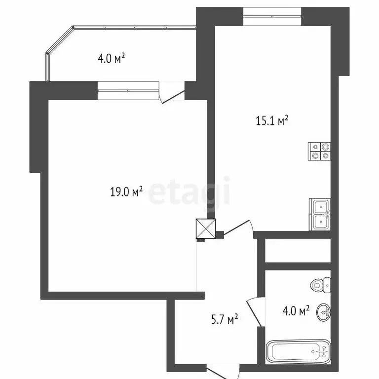 1-комнатная квартира: Тюмень, Солнечный проезд, 25 (40 м) - Фото 1