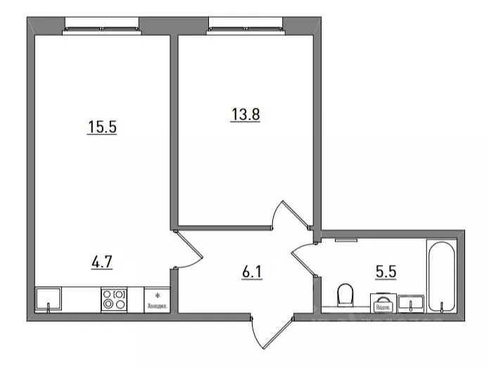 2-к кв. Кировская область, Киров ул. Чистопрудненская, 13А (45.6 м) - Фото 1