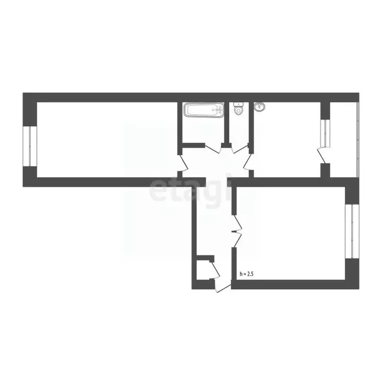 2-к кв. Кемеровская область, Юрга Ленинградская ул., 37 (51.5 м) - Фото 1