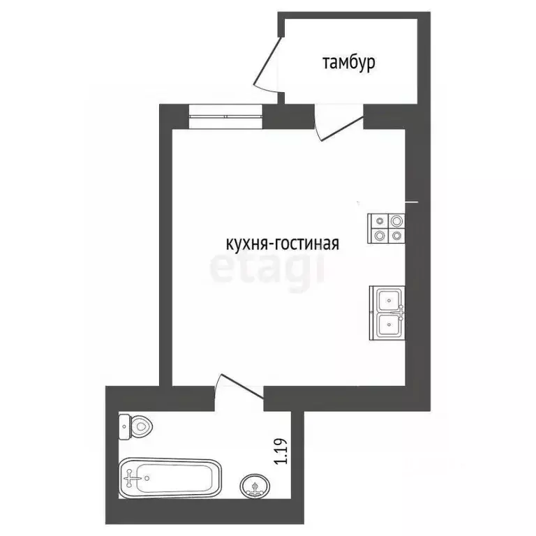 1-к кв. Томская область, Томск Источная ул., 25 (18.0 м) - Фото 1