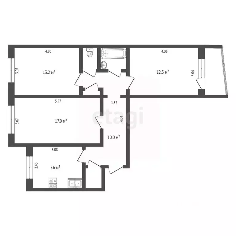 3-к кв. Орловская область, Орел Полесская ул., 55 (65.5 м) - Фото 1