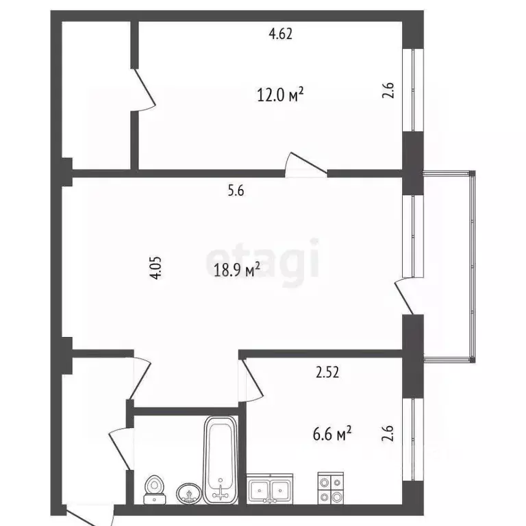 2-к кв. Калужская область, Калуга ул. Платова, 8 (45.9 м) - Фото 0