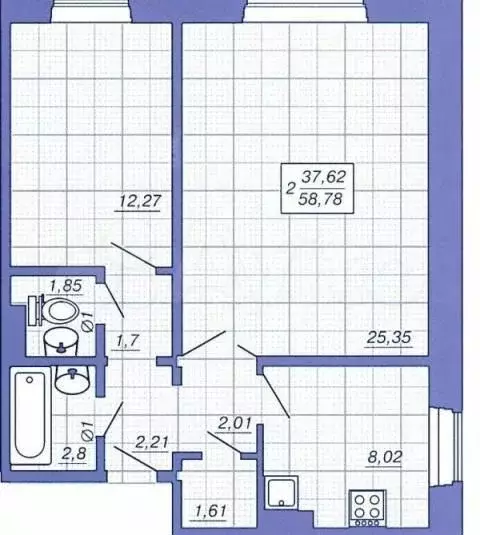 2-к. квартира, 57,6 м, 1/10 эт. - Фото 0