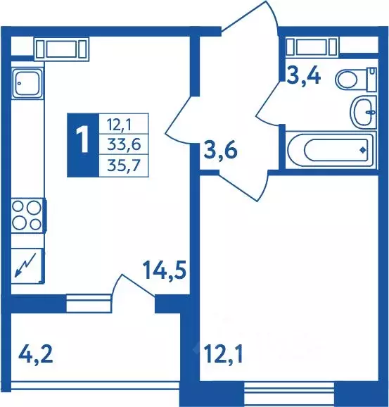 1-к кв. Башкортостан, Уфа Дема жилрайон, Новая Дема жилой комплекс ... - Фото 1