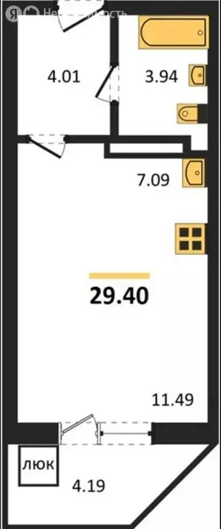 Квартира-студия: Самара, Московское шоссе, 18-й километр, 55 (29.4 м) - Фото 1