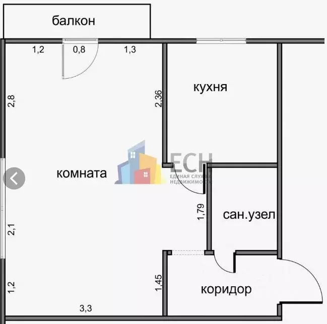1-к кв. Тульская область, Новогуровский рп ул. Лесная, 4 (28.9 м) - Фото 2