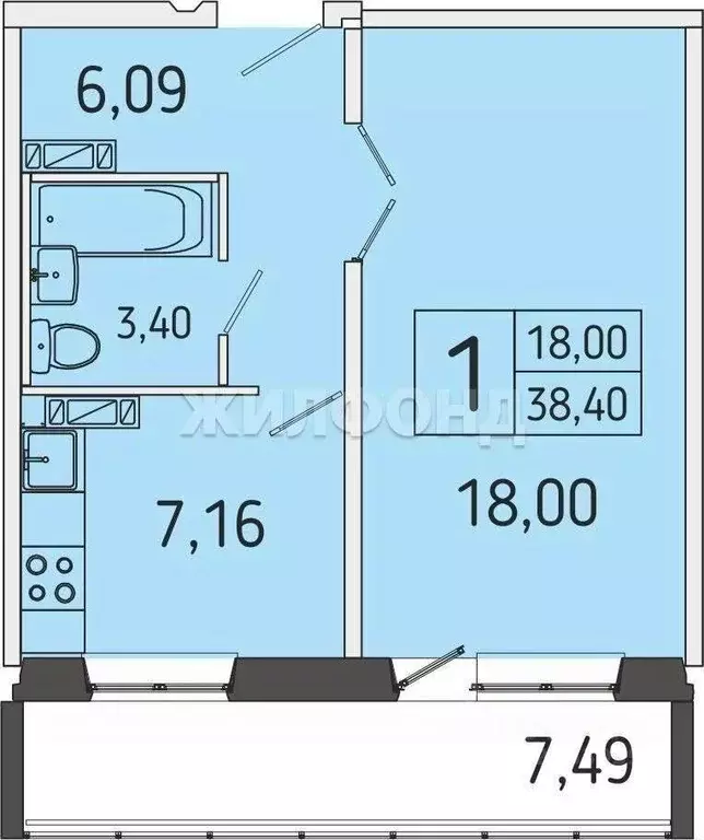 1-к кв. Томская область, Томск Речной пер., 4 (34.0 м) - Фото 2