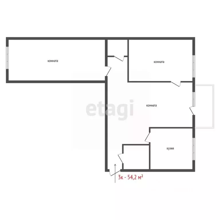 3-к кв. Свердловская область, Богданович ул. Гагарина, 12 (54.2 м) - Фото 2