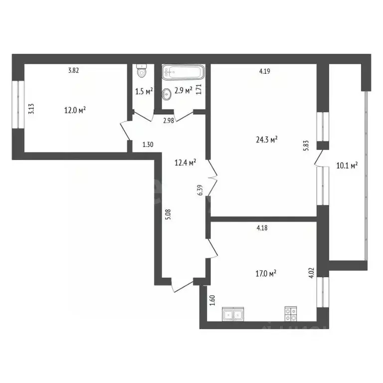 2-к кв. Тюменская область, Тюмень Широтная ул., 128 (69.7 м) - Фото 2