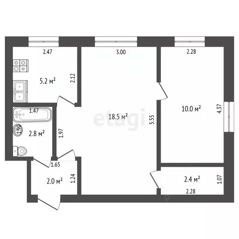2-к кв. Забайкальский край, Чита ул. Токмакова, 17 (40.9 м) - Фото 2