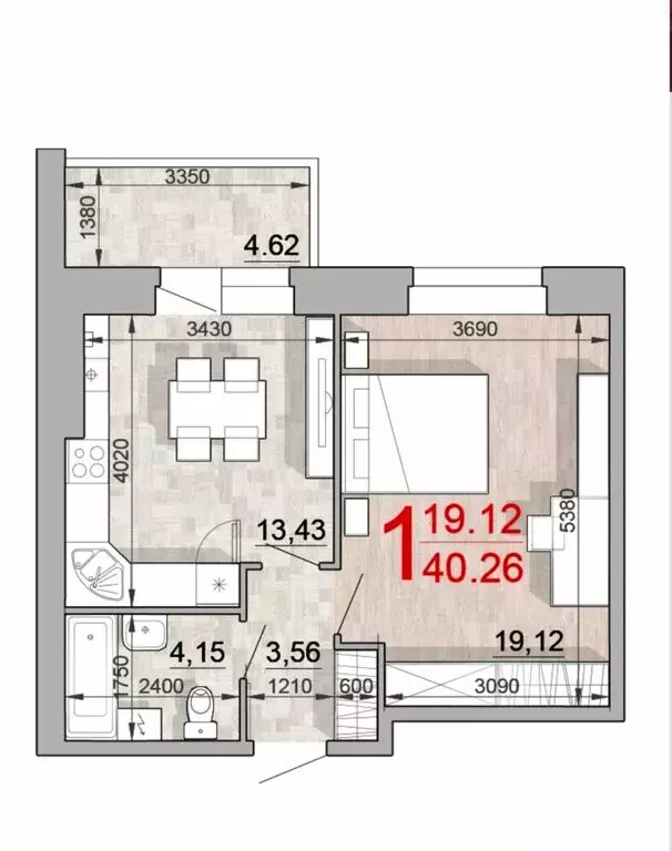 1-комнатная квартира: Великий Новгород, Каберова-Власьевская улица, ... - Фото 1