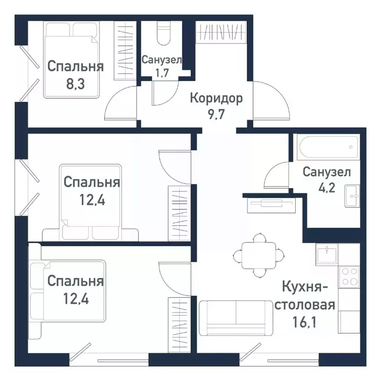 3-к кв. Челябинская область, Челябинский городской округ, пос. ... - Фото 0