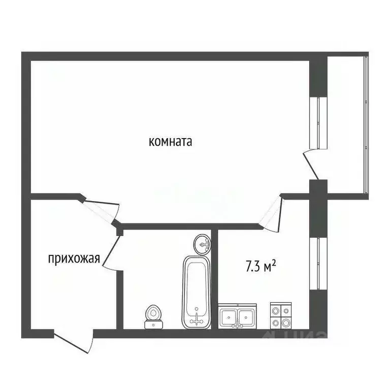 1-к кв. Ярославская область, Рыбинск ул. Алябьева, 31 (30.0 м) - Фото 1
