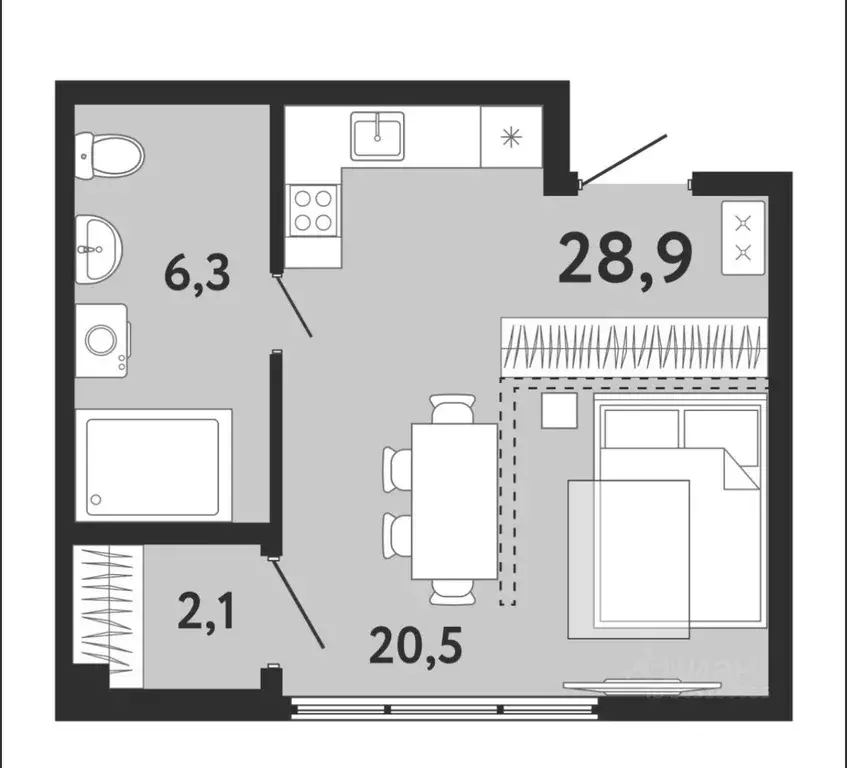 Студия Крым, Ялта ул. Киевская (35.2 м) - Фото 0