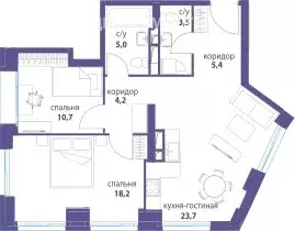 2-комнатная квартира: Москва, улица Крузенштерна, 2 (70.7 м) - Фото 0