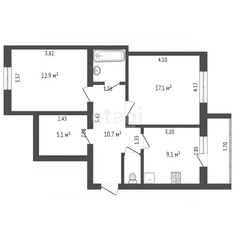 2-к кв. Крым, Белогорск ул. Нижнегорская (61.7 м) - Фото 0