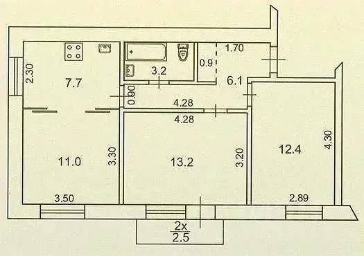 3-к кв. Ростовская область, Ростов-на-Дону просп. Соколова, 75 (57.0 ... - Фото 1