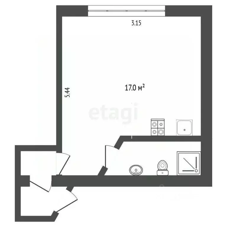 Студия Тюменская область, Тюмень Олимпийская ул., 15 (16.9 м) - Фото 2