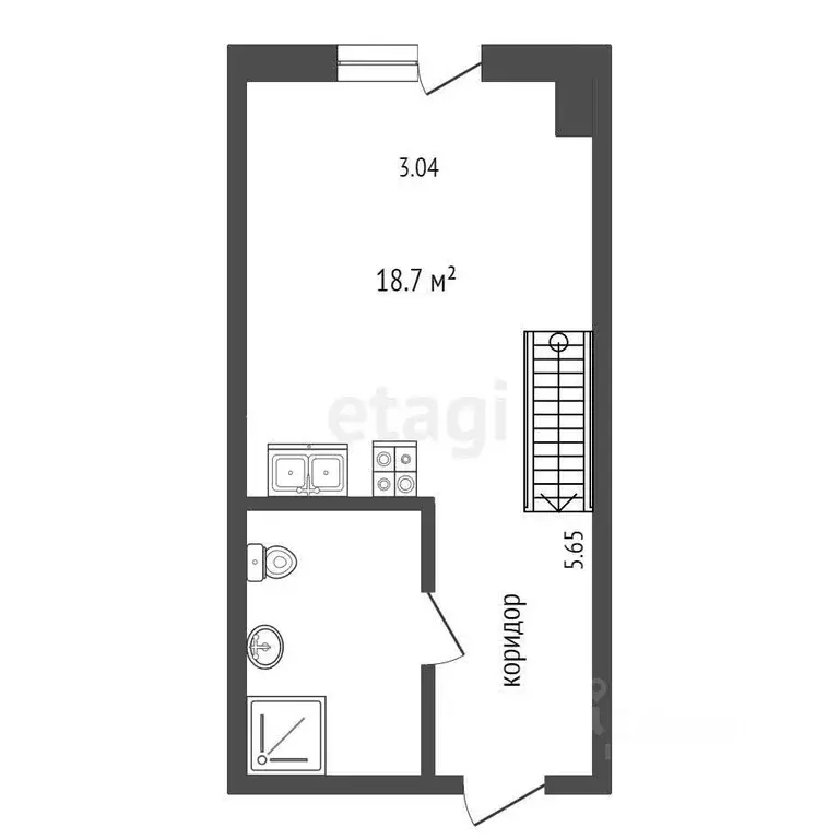 Студия Крым, Ялта ул. Дражинского, 48В (18.6 м) - Фото 1