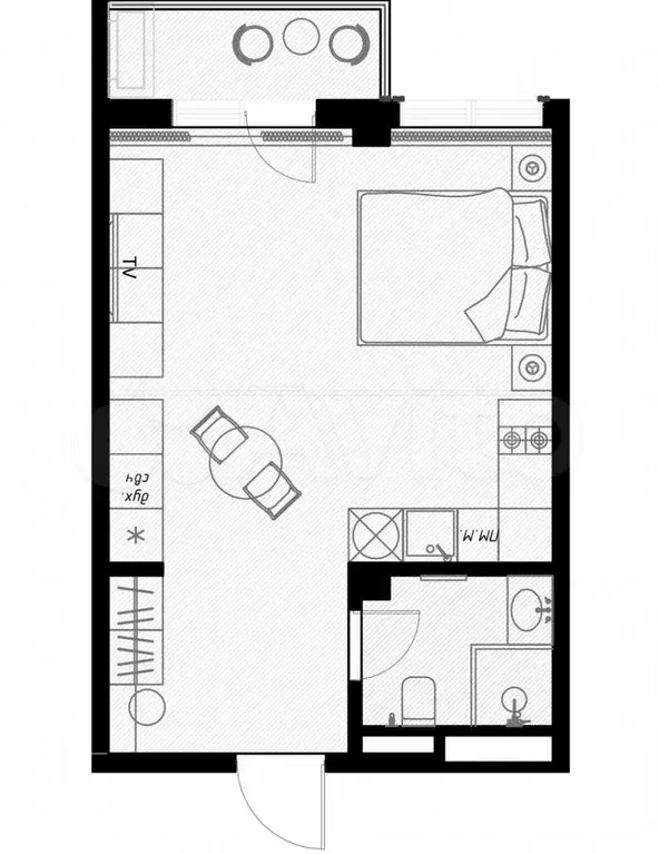 Квартира-студия, 35,9 м, 5/7 эт. - Фото 1