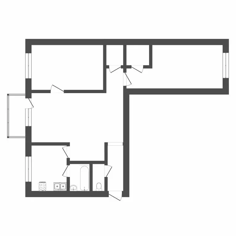 3-комнатная квартира: Тюмень, улица Республики, 156 (56 м) - Фото 1