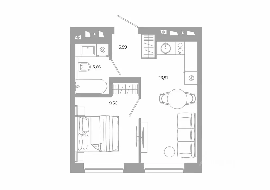 1-к кв. Свердловская область, Екатеринбург Академический мкр, 20-й ... - Фото 0