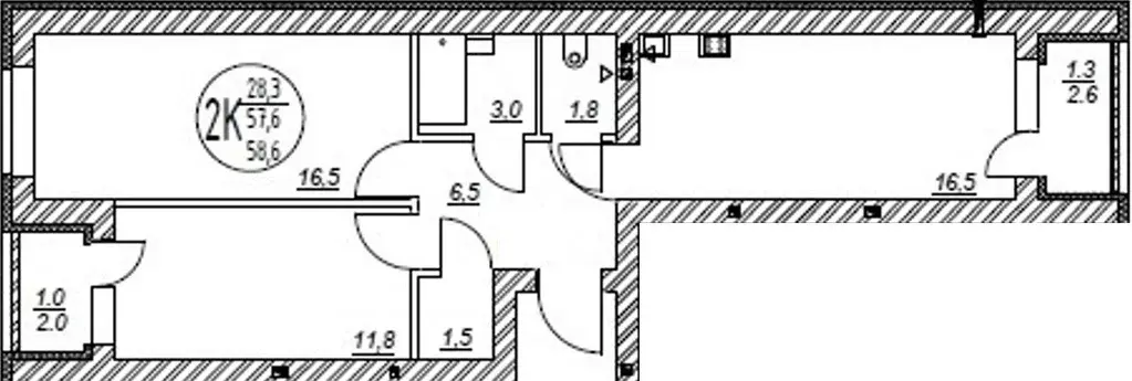 Продаётся 2-к квартира, 58.6 м - Фото 0