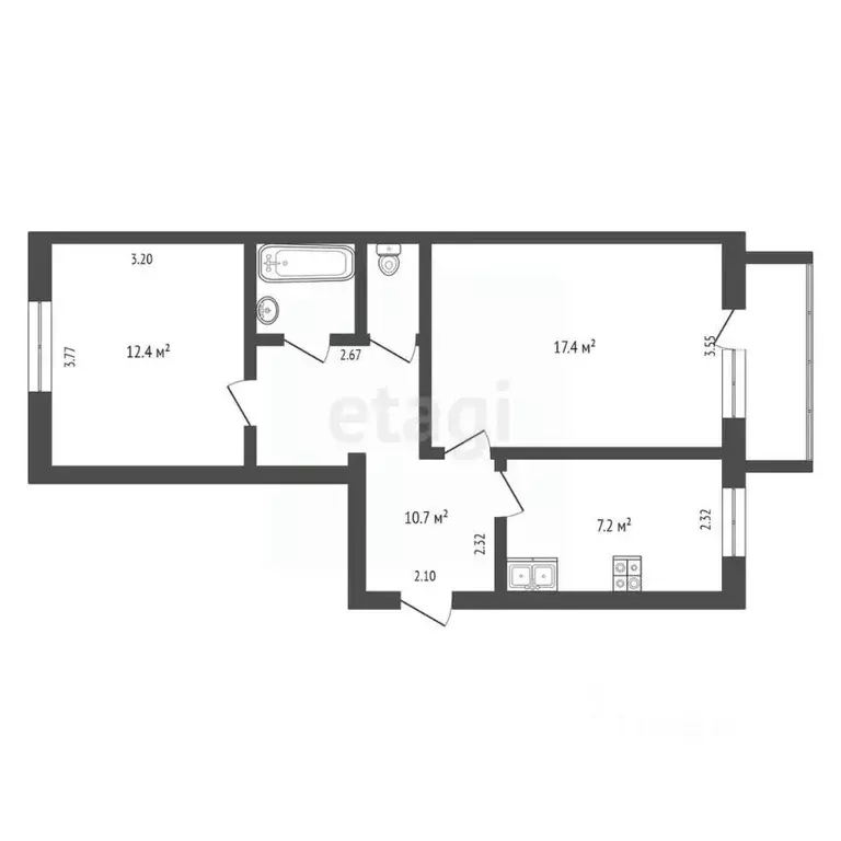 2-к кв. Московская область, Бронницы ул. Льва Толстого, 17 (50.1 м) - Фото 2