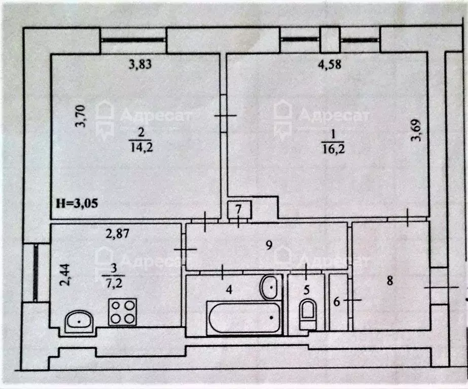 2-к кв. Волгоградская область, Волгоград ул. Кузнецова, 46 (51.0 м) - Фото 0