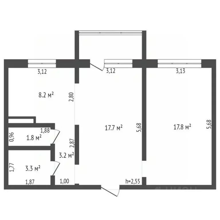 2-к кв. Алтайский край, Барнаул ул. Сергея Ускова, 3 (52.0 м) - Фото 2