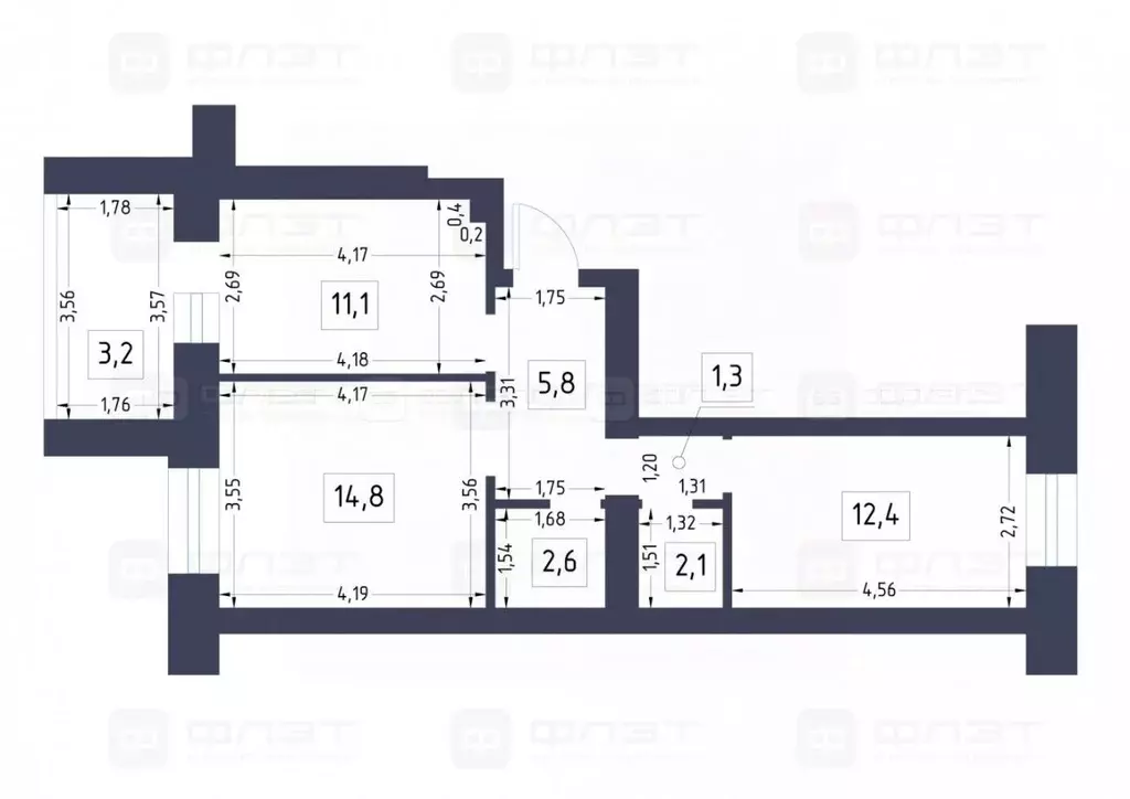 2-к кв. Татарстан, Казань Даурская ул., 48Б (50.1 м) - Фото 2