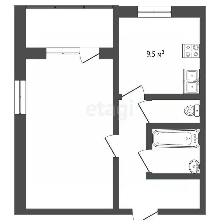 1-к кв. Московская область, Воскресенск Новлянский мкр, ул. Кагана, 12 ... - Фото 2