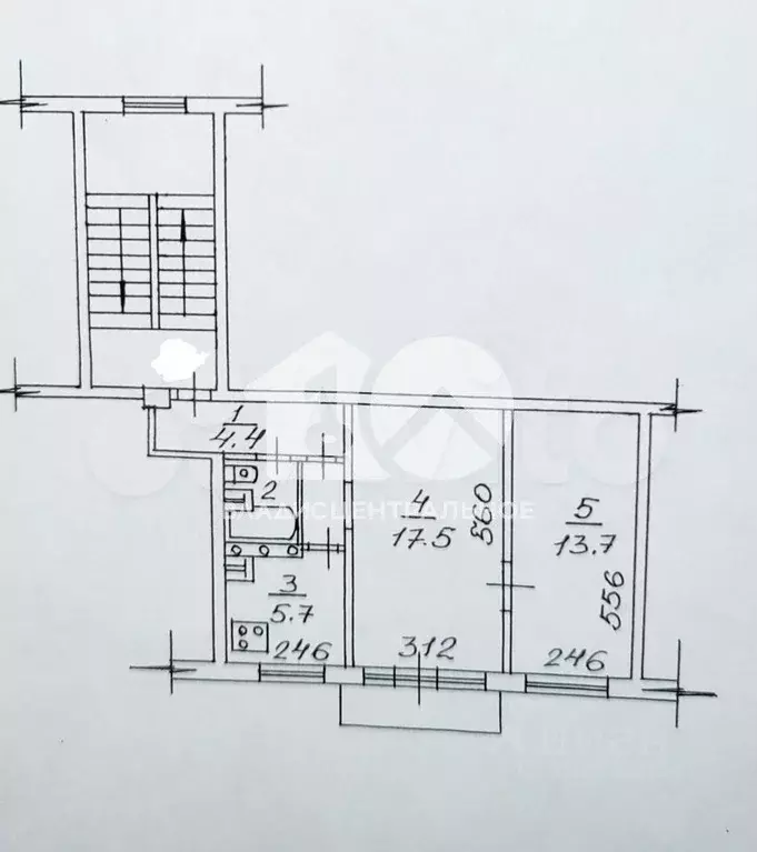 2-к. квартира, 46 м, 4/5 эт. - Фото 0