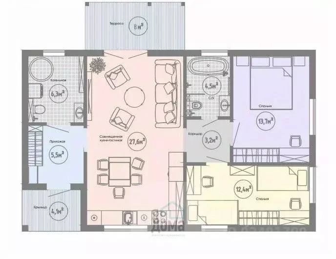 Дом в Томская область, Томский район, д. Кисловка ул. Еловая (78 м) - Фото 1