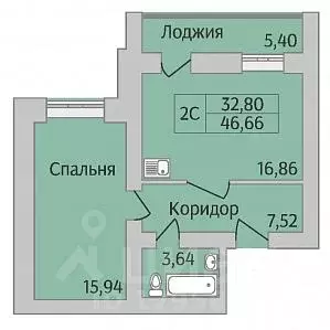 2-к кв. Новосибирская область, Новосибирск ул. Юности, 9 (46.66 м) - Фото 0