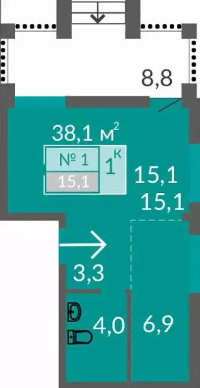 Продаётся 1-к квартира, 38.1 м - Фото 0