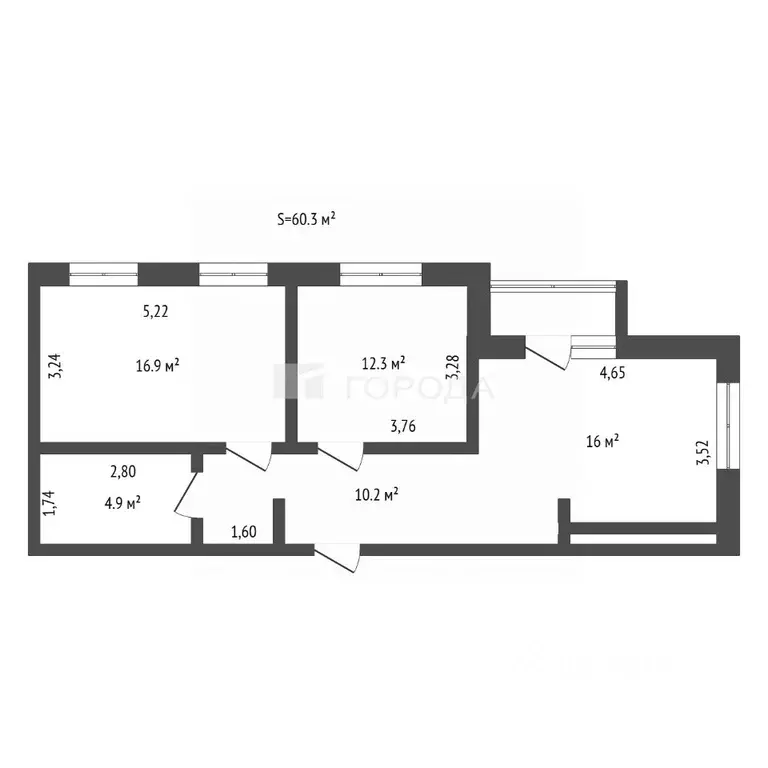 2-к кв. Алтайский край, Барнаул ул. Гулькина, 41 (60.3 м) - Фото 2