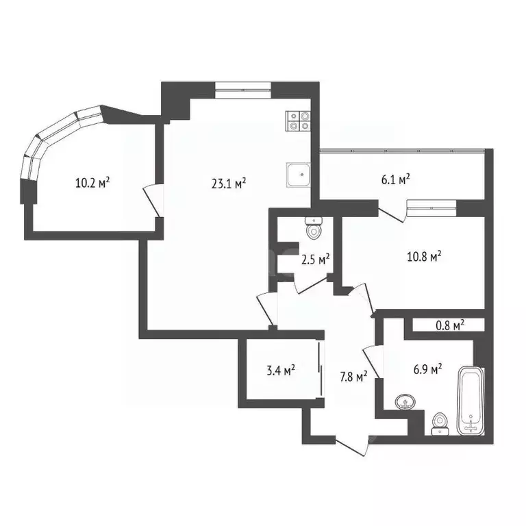 2-к кв. Московская область, Реутов Комсомольская ул., 26 (67.7 м) - Фото 1