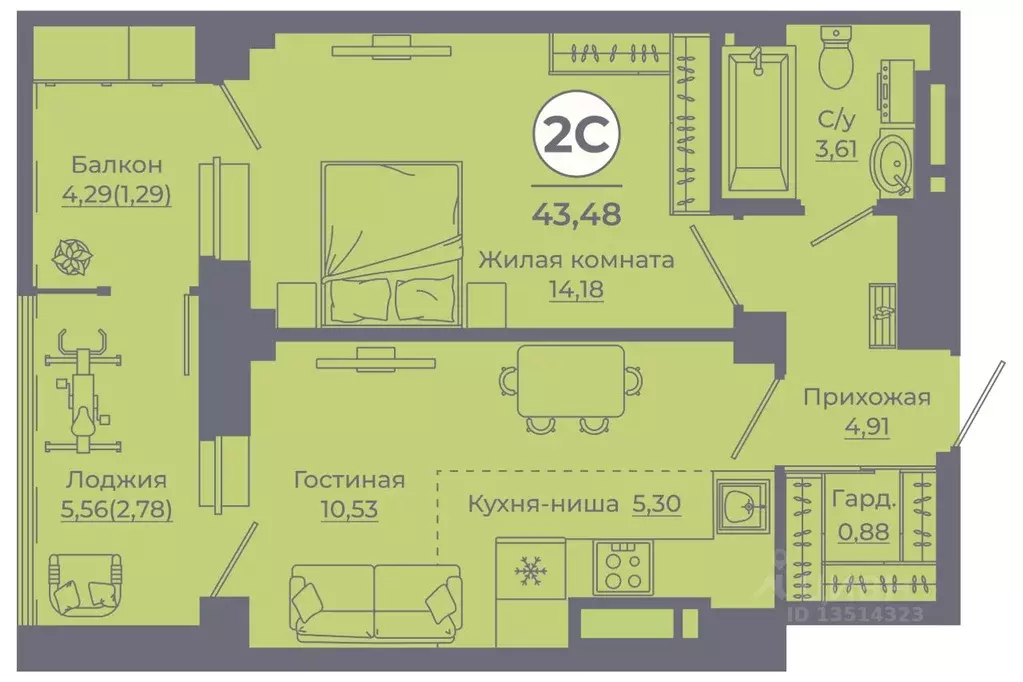 2-к кв. Ростовская область, Ростов-на-Дону просп. Солженицына, 25 ... - Фото 1